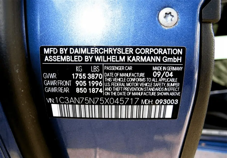 passenger car federal id label